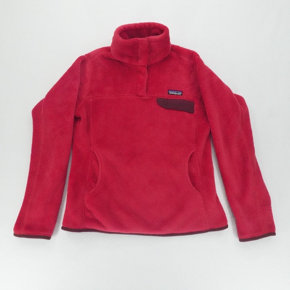 Patagonia Sweater Women Medium Red Re Tool Snap T Pullover Polartec Cozy Outdoor